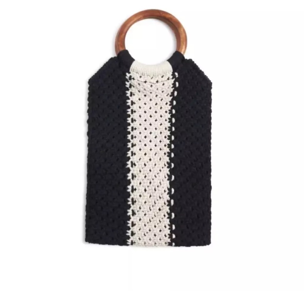 NWT Laude the Label Curateur The Gabby Macramé Bag Off-White and Black